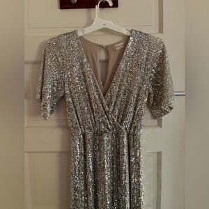 Altar’d State Champagne Sequin Maxi Dress/Gown